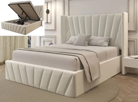 Bed with Lift Up storage Luxury velvet fabric