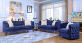 Afreen 3 Pc Modern Fabric Sofa Set -in Royal Blue, Royal Grey