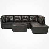 Marsha Gel Leather Sectional Sofa with FREE Storage Ottoman