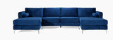 Umbria Modern Design U-Sectional Sofa with Chrome Legs