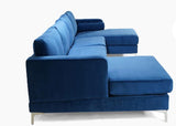 Umbria Modern Design U-Sectional Sofa with Chrome Legs