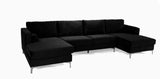 Umbria Modern Design U-Sectional Sofa with Chrome Legs