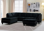 Kayden Reversible Button Tufted Trim Sectional Sofa with Ottoman and USB Ports