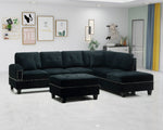 Kayden Reversible Button Tufted Trim Sectional Sofa with Ottoman and USB Ports